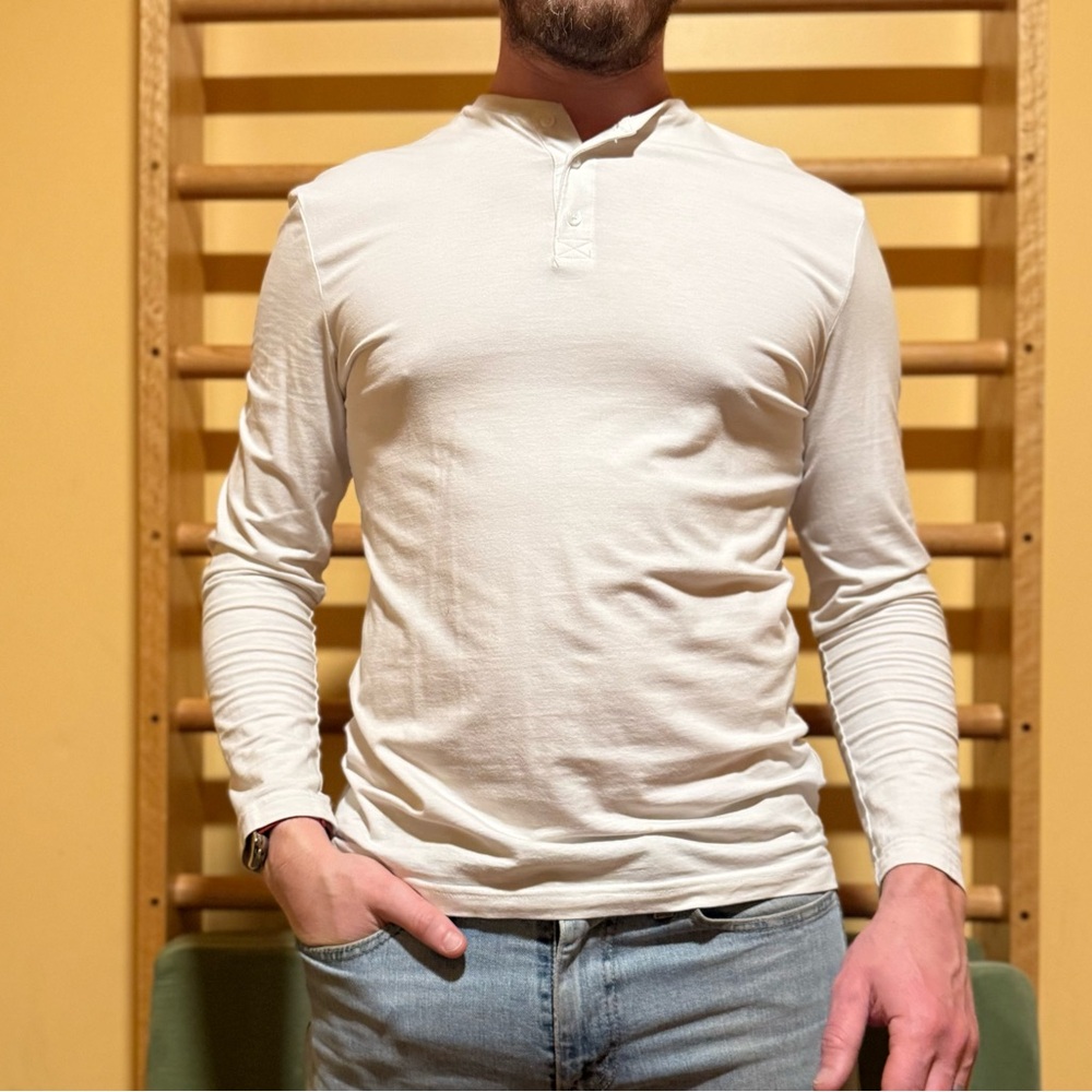 H&M White Long Sleeve Tee Minimalist Design